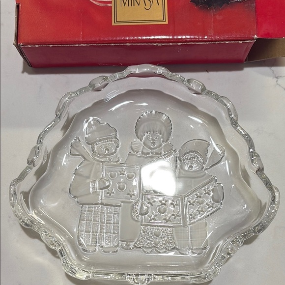 Mikasa Clear Crystal Snowman Dish - Picture 1 of 5